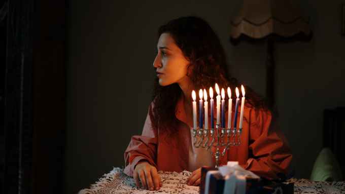 woman in candlelight